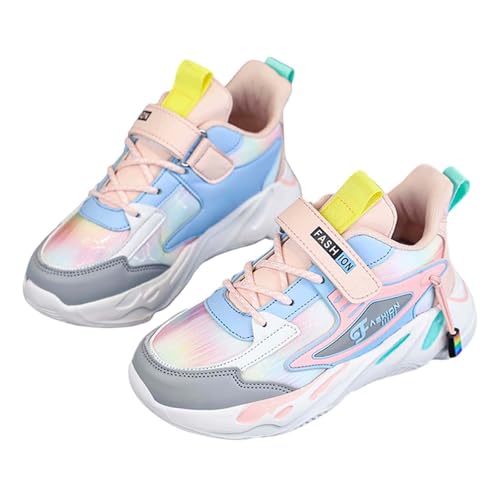 Generisch Turnschuhe Mädchen Leder Oberteil Casual Bequem Leichte Laufschuhe Moderne rutschfeste Alltagsschuhe Sportsschuh für Alter 5 bis 12 von Generisch