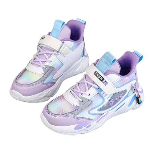 Generisch Turnschuhe Mädchen Leder Oberteil Casual Bequem Leichte Laufschuhe Moderne rutschfeste Alltagsschuhe Sportsschuh für Alter 5 bis 12 von Generisch