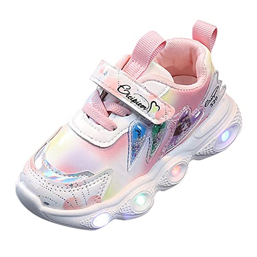 Generisch Turnschuhe Mädchen Leuchtfunktion Leder Oberfläche Wasserabweisend Freizeit Laufschuhe Einfache Reinigung für Kleinkinder Mädchen Kinder erste Laufschuhe von Generisch
