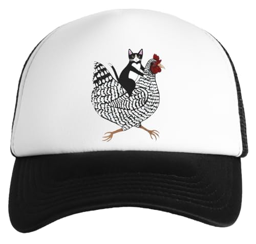 Generisch Tuxedo Cat Chicken Ride Weiße Kinder Baseball Cap Unisex Snapback von Generisch
