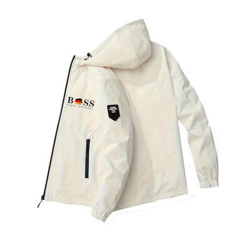 Generisch Übergangsjacke Herren Jacket Langarm Freizeitjacken Leichte Sportjacke mit Reiwßverschluss Funktionsjacke Outdoorjacke mit Kapuze Taschen Männer Bomberjacke Leichte Arbeitsjacke Windjacke von Generisch
