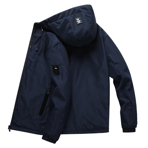 Generisch Übergangsjacke Herren Leicht Locker Softshelljacke mit Kapuze Winddicht Funktionsjacke Langarm Einfarbig Sweatjacke mit Logo Luftig Reissverschluss Outdoorjacke von Generisch