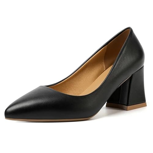 Generisch Übergröße Mittlere Ältere Damen Pumps Mode Blockabsatz Spitzschuh High Heel Büroschuhe Hochzeit Abend Party High Heels(Black,41 EU) von Generisch