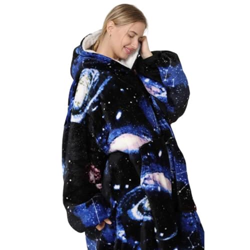 Generisch Übergroße Hoodie Sweatshirt I Decke Sweatshirt I Super Eiche gemütliche warme komfortable Riesen-Hoodie I Kapuzenpullover für Erwachsene | HOODZIE (Weltraum) von Generisch