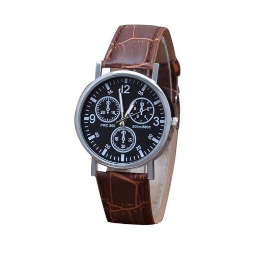 Generisch Uhr für Herren Edelstahlarmband Herren-Quarzuhr mit blauem Glas, stilvolle Lederarmbanduhr für ihn Armbanduhr Dinosaurier (B-D, 24cm) von Generisch