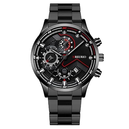 Generisch Uhren Herren Analog Quarz Herrenuhr Business Wear Luxusuhr Casual Edelstahl mit Kalender Schwarze Herrenuhr (Black, 13x8x4.5cm) von Generisch