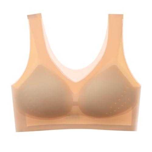 Generisch Ultradünner Eisseiden-BH. Sommerlicher, bequemer, Nahtloser Eisseiden-BH. Ultradünner Eisseiden-Hebe-BH Yoga Set Damen Bekleidung (Beige, XXXXXL) von Generisch