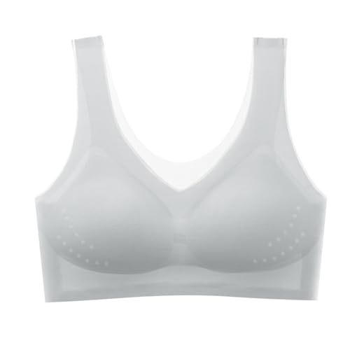 Generisch Ultradünner Eisseiden-BH. Sommerlicher, bequemer, Nahtloser Eisseiden-BH. Ultradünner Eisseiden-Hebe-BH Yoga Set Damen Bekleidung (Grey, XXXXXL) von Generisch