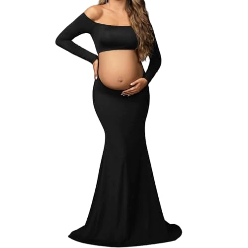 Generisch Umstands-Fotografiekleid mit Cut-Outs – Eng anliegendes Maxikleid mit Babybauch-Optik von Generisch