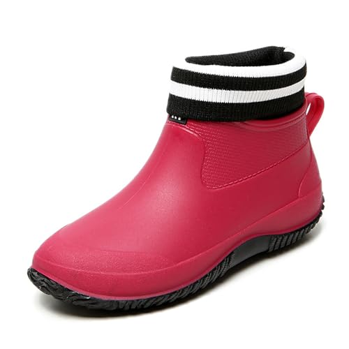 Generisch Unisex Kinder Gummistiefel Mädchen Anti-Rutsch Halbhoch Leichte Wasserschuhe Verstellbare Regenschuhe Weiche Sohle Wasserschuhe Bequem Boots Jungen und Mädchen Kinderstiefel von Generisch