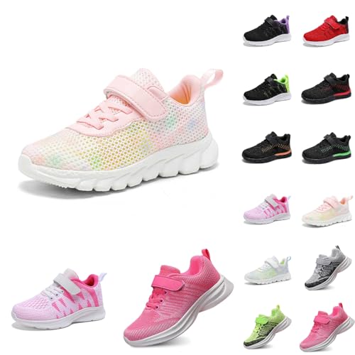 Generisch Unisex Kinder Turnschuhe Mesh Hallenschuhe Klettverschluss Freizeit Sportschuhe Mädchen Jungen Kinderschuhe Leicht Atmungsaktiv Laufschuhe Sneaker Basketballschuhe A03- Orange 33.5 von Generisch