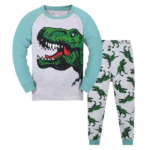 Unisex Kinder Zweiteilig Schlafanzug Frottee Dino Kinder Hemd Jungen Jungen Pyjamas Tier Baumwolle 2 Stück Pyjama Langarm Nachtwäsche Kleidung Set Outfits Kleidung Weste von Generisch
