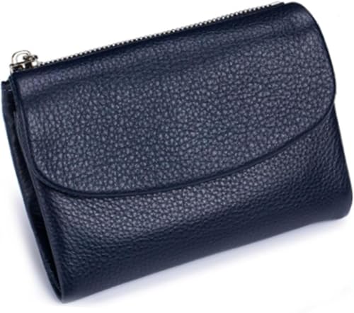 Generisch Unisex Pebble Leather Trifold Wallet – Soft Pebbled Leather with Card Slots, Coin Pocket & Slim Profile, Minimalist Wallet for Daily Use, Travel, and Gifting(Dark Blue) von Generisch