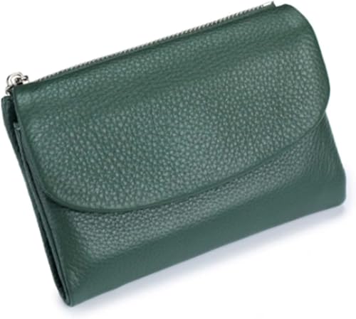 Generisch Unisex Pebble Leather Trifold Wallet – Soft Pebbled Leather with Card Slots, Coin Pocket & Slim Profile, Minimalist Wallet for Daily Use, Travel, and Gifting(Green) von Generisch