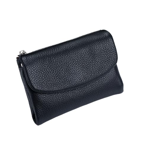 Generisch Unisex Pebble Leather Wallet, Leather Wallets for Women with Credit Card Holder, Coin Holder & Cash Slots, Small Wallets for Women Can Hold Coins Id Cards (Black) von Generisch