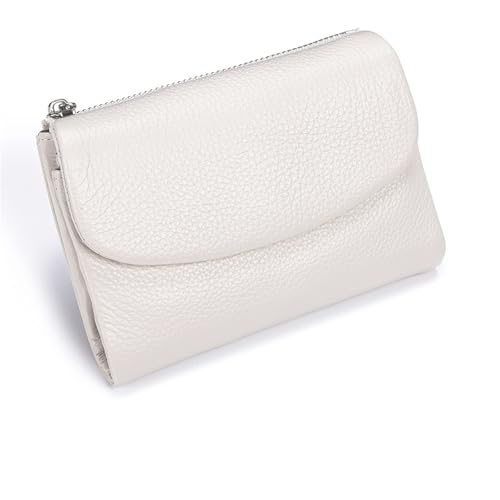Generisch Unisex Pebble Leather Wallet, Small Womens Wallet Card Holder, Leather Wallet with Money Clip for Coins and Cards, Small Compact Bifold Pocket Purse Multicolor, for Men & Women(White) von Generisch