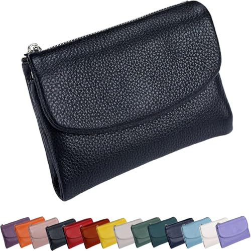 Generisch Unisex Pebble Leather Wallet,Small Wallets for Women, Small Compact Bifold Pocket Purse with Credit Card Holder, Unisex Clutch Bags, Can Hold Coins, Id Cards (Black-A) von Generisch