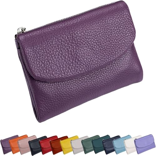 Generisch Unisex Pebble Leather Wallet,Small Wallets for Women, Small Compact Bifold Pocket Purse with Credit Card Holder, Unisex Clutch Bags, Can Hold Coins, Id Cards (Purple-B) von Generisch