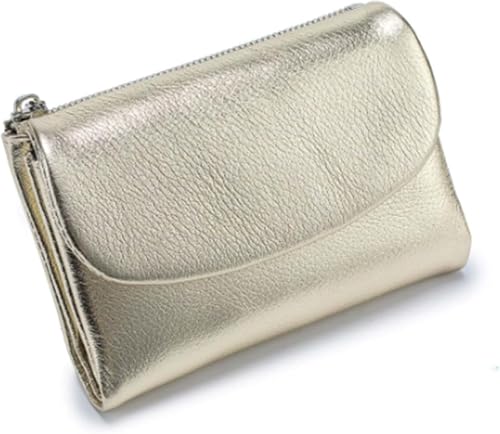 Generisch Unisex Pebble Leather Wallet – Soft Pebbled Leather Bifold Design with Multiple Card Slots, Secure Coin Pocket & Slim Profile, Minimalist Wallet for Daily Use, Travel, and Gifts(Gold) von Generisch