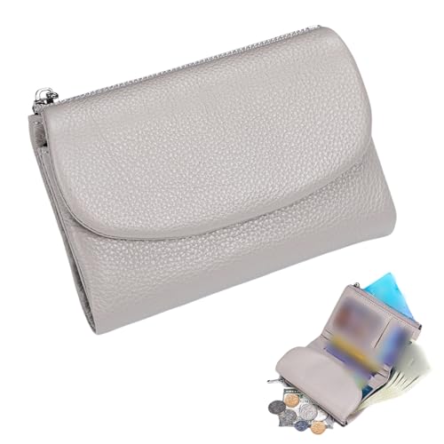 Generisch Unisex Pebble Leather Wallet – Soft Pebbled Leather Bifold Design with Multiple Card Slots, Secure Coin Pocket & Slim Profile, Minimalist Wallet for Daily Use, Travel, and Gifts(Gray) von Generisch