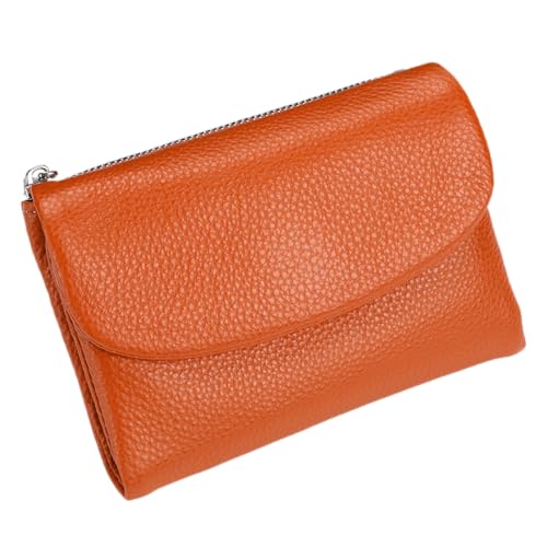 Generisch Unisex Pebble Leather Wallet – Soft Pebbled Leather Bifold Design with Multiple Card Slots, Secure Coin Pocket & Slim Profile, Minimalist Wallet for Daily Use, Travel, and Gifts(Orange) von Generisch