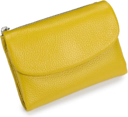 Generisch Unisex Pebble Leather Wallet – Soft Pebbled Leather Bifold Design with Multiple Card Slots, Secure Coin Pocket & Slim Profile, Minimalist Wallet for Daily Use, Travel, and Gifts(Yellow) von Generisch