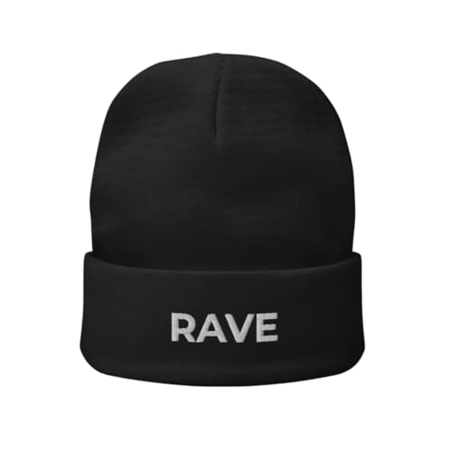 Generisch Unisex Rave Techno Wintermütz Strickmütze Beanie Mütze für Damen und Herren Winter Dehnbare weiche Wollmütze schwarz von Generisch