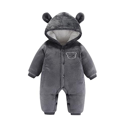 Generisch Universeller Strampler für Kinder - Baby Fleece-Overall Tier Overall mit Kapuze Jumpsuit mit Bärenohr Warm Jumpsuit Kinderpyjamas Babyoverall Winter für 0-12 Monate von Generisch