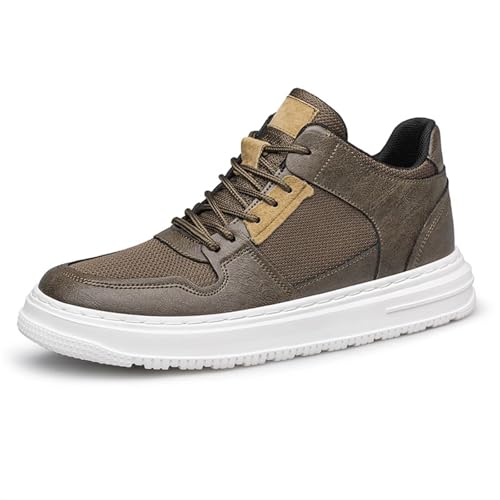 Generisch Unsichtbare, höhenverstärkende Schuhe für Herren 6 cm größer Schnürschuhe mittelhoher Schaft lässige Fahrschuhe atmungsaktive Leder-Wanderschuhe von Generisch