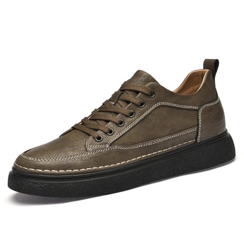 Generisch Unsichtbare Schuhe für Herren 6 cm hohe Schnürschuhe aus Leder mit erhöhtem Absatz rutschfeste Business-Wanderschuhe von Generisch