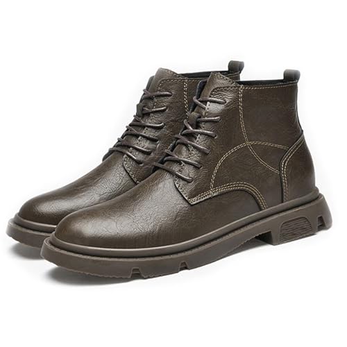 Generisch Unsichtbare höhenverstärkende Schuhe für Herren 6 cm Dicke Stiefeletten Schnürschuhe lässige Mid-Top-Sneaker für Business, Hochzeit, Büro von Generisch