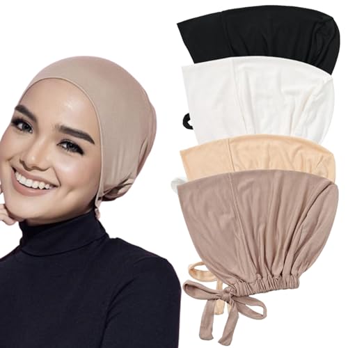 Generisch Unter Hijab Cap, Hijab Undercap 4pcs Non Slip Hijab Cap atmabreable Hijab Unterzahn von Generisch