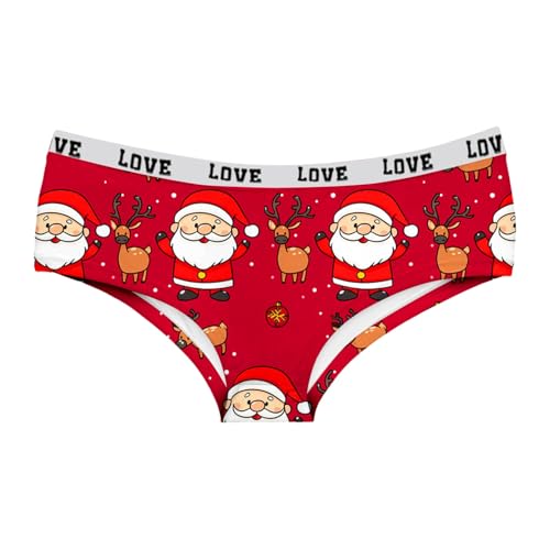 Generisch Unterhosen Damen Weihnachten Festlich Design Diskret Verpackt Casual Bequeme Passform Hautfreundlich Elegantes Design Prämie Damenunterhosen (Red, M) von Generisch