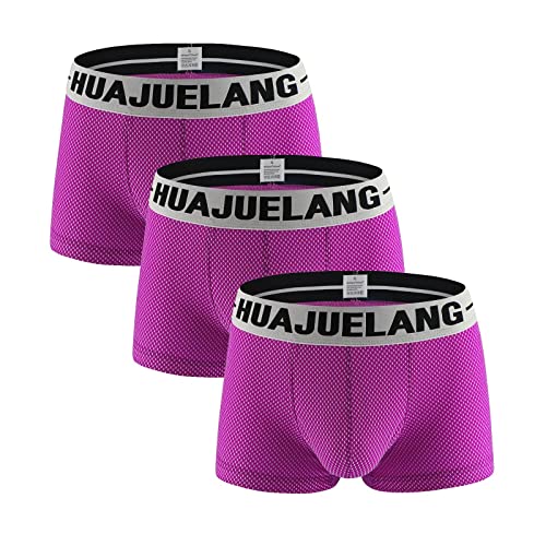 Generisch Unterhosen Männer, 3Pc Sommer Männer Sexy Mode Solide Farbe Bequeme Unterwäsche Boxershorts Retro Shorts Herren Boxer Shorts Baumwolle Shreddies Men Gr 10 Schwarz Lang Baumwoll (M, Lila) von Generisch