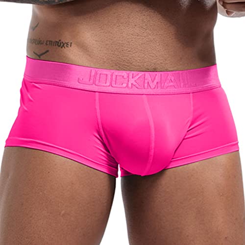 Generisch Unterhosen Männer, Boxershorts Herren Ice Silk Unterwäsche Sexy Shorts Brief Pouch Soft Slips Panties Snoxx Unterhose 1 Männer Baumwolle 10 12Er Pack Schwarz Weiß Lang XL (XL, Hot Pink) von Generisch