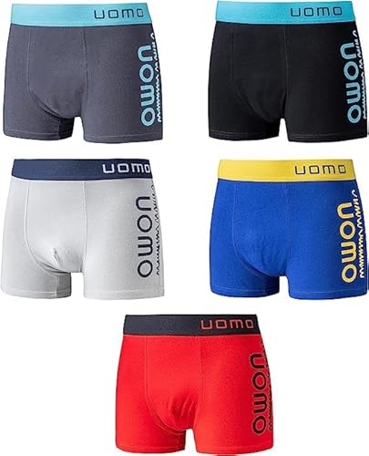 Generisch Uomo Boxershorts Modell 2374 5er Pack Baumwolle Retro Farbmix (as3, Alpha, m, Regular, Regular) von Generisch