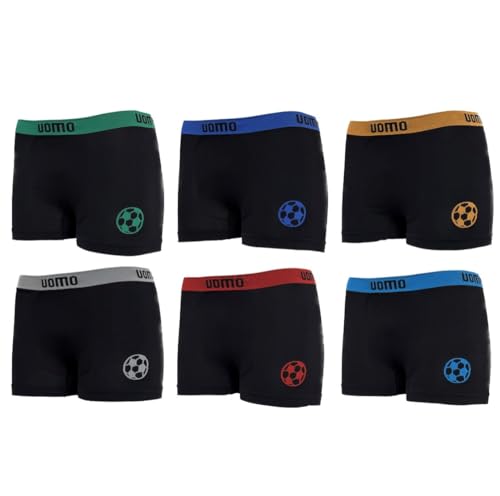 Generisch Uomo Kinder Boxershorts Fussball Microfaser Farbmix 6er Pack (DE/NL/SE/PL, Alter, 12 Jahre, 14 Jahre, Regular) von Generisch