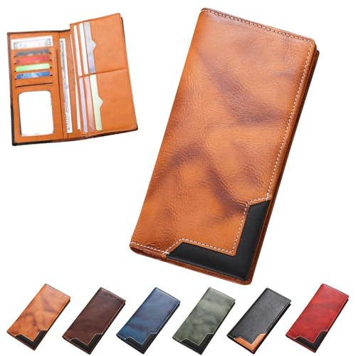 Generisch Upliftjoys Cowhide Vintage Wallet, Men Long Leather Bifold Wallet, Multiple Compartments, Large Capacity (Yellow) von Generisch