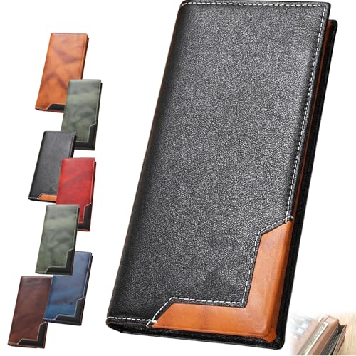 Generisch Upliftjoys Cowhide Vintage Wallet, Upliftjoys Wallet, Multiple Compartments RFID Blocking Carteras para Hombres (Black) von Generisch