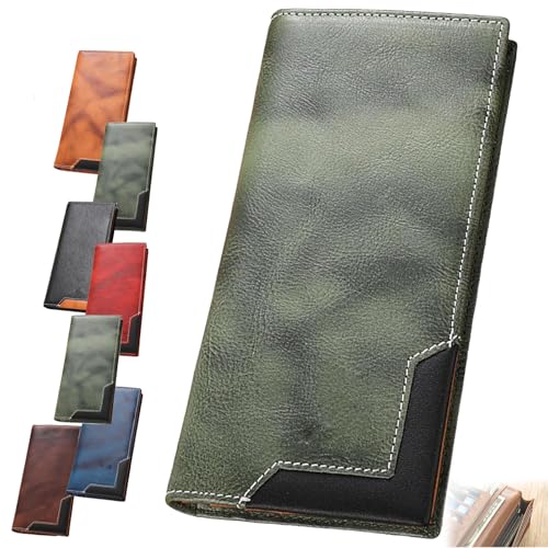 Generisch Upliftjoys Cowhide Vintage Wallet, Upliftjoys Wallet, Multiple Compartments RFID Blocking Carteras para Hombres (Green) von Generisch