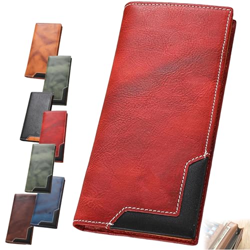 Generisch Upliftjoys Cowhide Vintage Wallet, Upliftjoys Wallet, Multiple Compartments RFID Blocking Carteras para Hombres (Red) von Generisch