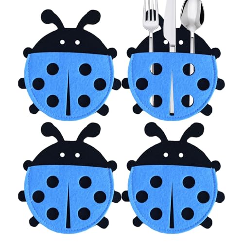 Generisch Utensilien-Besteckhalter-Beutel, Filz-Besteckhalter-Beutel, Ostern Marienkäfer Form Silberbesteck Geschirr Utensilienhalter, Cartoon-Osterbesteckhalter für Café, Hotel, Restaurant, Küche von Generisch