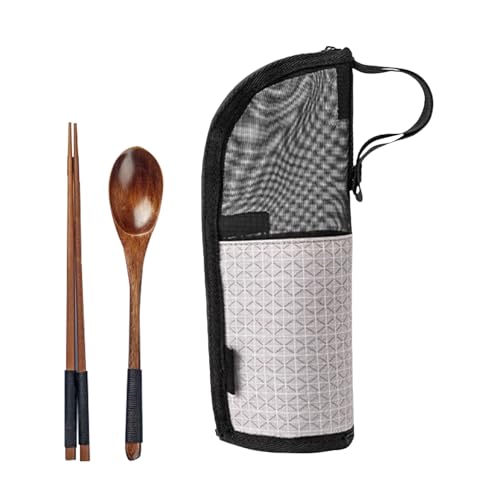 Generisch Utensilienbeutel - Nylon Reisebestecktasche | Kompaktes Etui mit Fächern für Besteck Essstäbchen Gabel Löffel Outdoor Picknick Wandern Angeln Grillen von Generisch