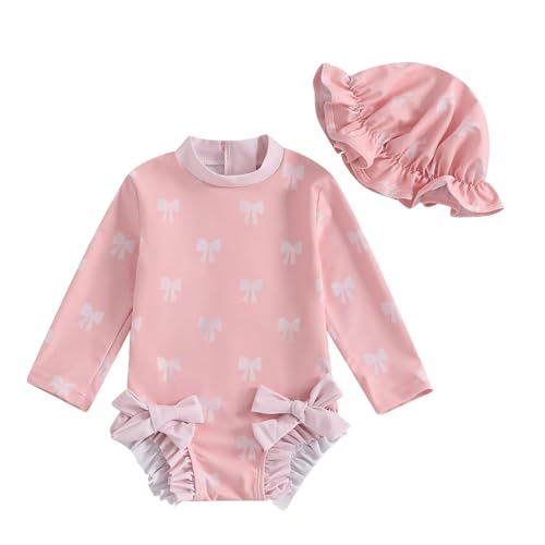 Generisch Uv Badebekleidung Baby Badeanzug Mit Sonnenhut UPF 50+ Badebekleidung Für Baby Uv Bademode Mädchen Newborn Neoprenanzug Schwimmanzug Badeanzug Mädchen Swimsuit Badekleider von Generisch