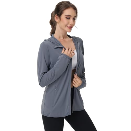 Generisch Uv Schutzkleidung Damen Laufjacke Sommer Sommerjacke Leicht Frühlingsjacke Hybrid Jacke Women's Running Jackets Kapuzenpullover Shirt Langarm Weste Sport Softshelljacke Warme Sportjacke von Generisch