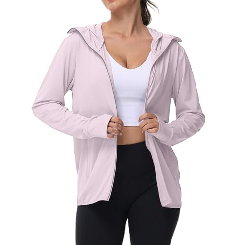 Generisch Uv Schutzkleidung Damen Sweatjacke Leicht Sommer Sommerjacke Frühlingsjacke Fahrrad Shirt Langarm Wanderjacke Weste Sport Wandern Kapuzenpullover Trainingsjacke Laufjacke Lang Jacket von Generisch