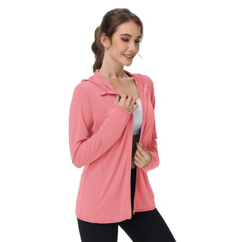 Generisch Uv Schutzkleidung Damen Trainingsjacke Leicht Frühlingsjacke Sommer Sweatweste Dünne Jacke Kapuzenpullover Weiße Kapuzenjacke Laufjacke Fahrradjacke Dünn Sweatshirt Longsleeve Sport von Generisch