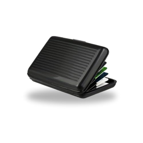 Generisch VALLITY® Aluminium-Kartenetui – stilvolles & praktisches Accessoire für Damen & Herren | Kompaktes Kreditkartenetui für EC-Karten, Ausweise & mehr | Sicherer RFID- & NFC-Schutz (Schwarz) von Generisch