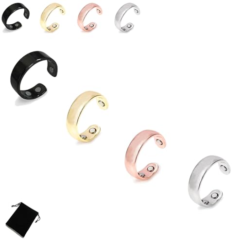 Generisch Vayro Ring Original Magnetic Wellness Ring for Women and Men, Adjustable Open Vayro Rings Lightweight and Water-Resistant Stainless Steel Rings (4PCS/A) von Generisch