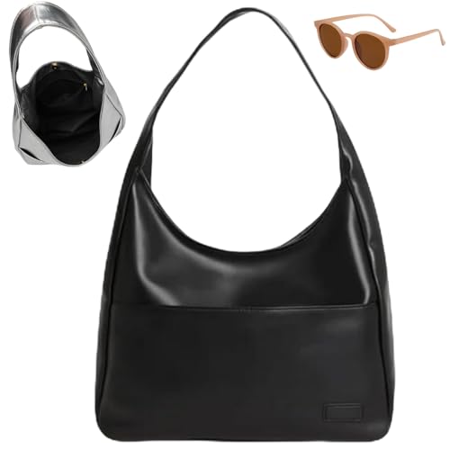 Generisch Vegan PU Leather Trendy Soft Tote Bag, Large Capacity Casual Underarm Handbag for Women, Waterproof Simple Shoulder Bag von Generisch